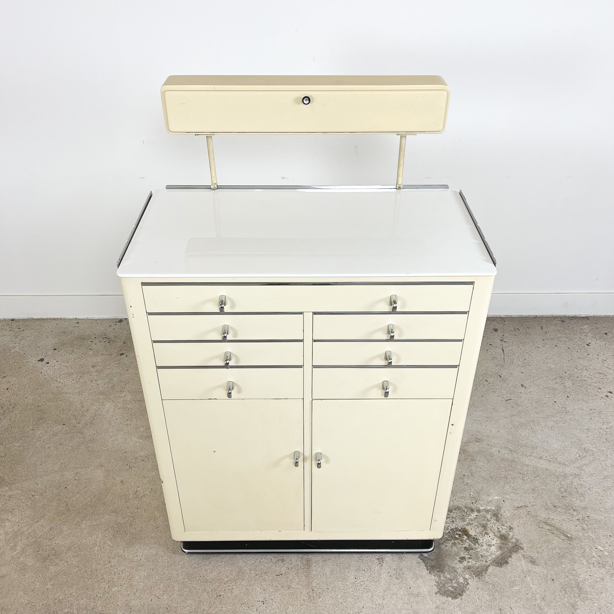 Industrial medical dentist cabinet on wheels Germany 1950s