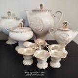 Luxury service of 16 pieces in pearlescent art porcelain - Signed DR PERLA, 1991