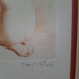 Dessin à la sanguine signé Jean Vyboud