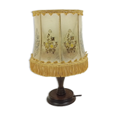 Wooden table lamp and lampshade style skin deco flowers 35 cm