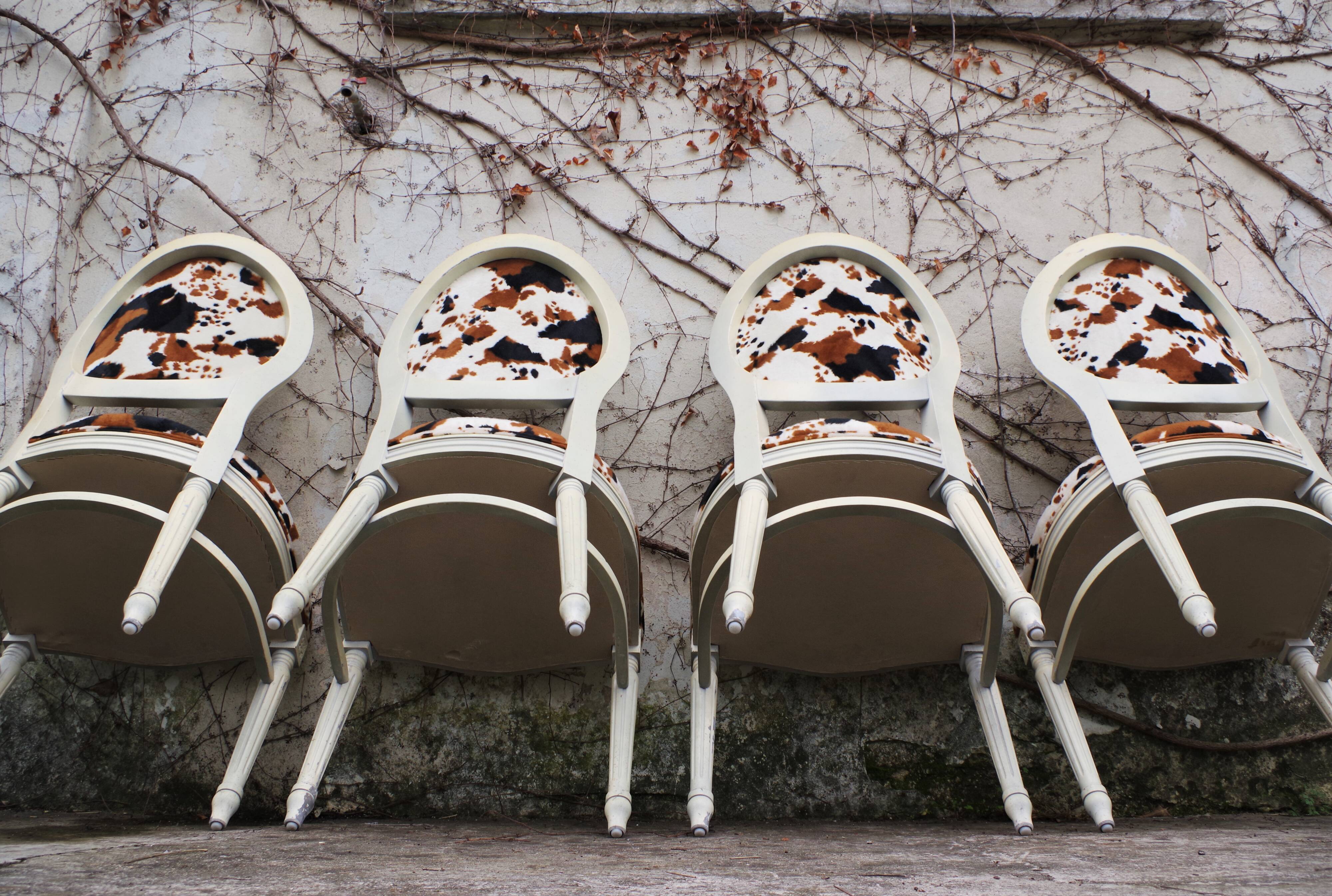 Baroque Style Wooden Dining Chairs, 1980
