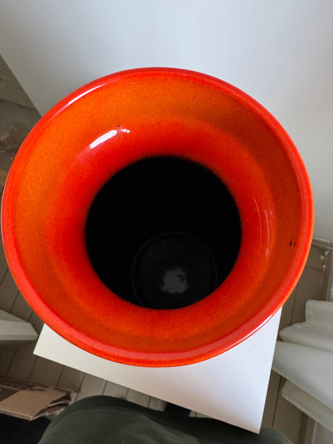 Scheurich Keramik Large Orange Vase: Vintage Mid Century Modern Fat La