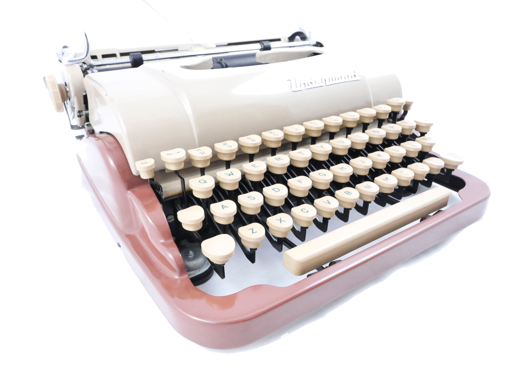Underwood Quiet Tab De Luxe Caramel and Chocolate Typewriter 1954 revised