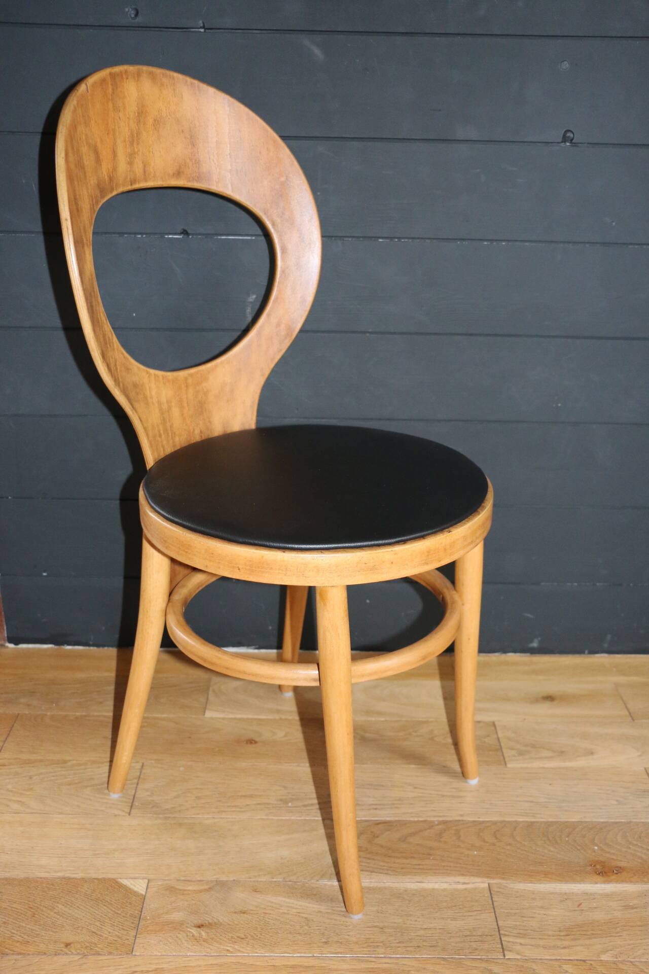 2 baumann chairs, seagull, dark beech, black imitation leather
