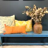 Blue lacquered wood bench