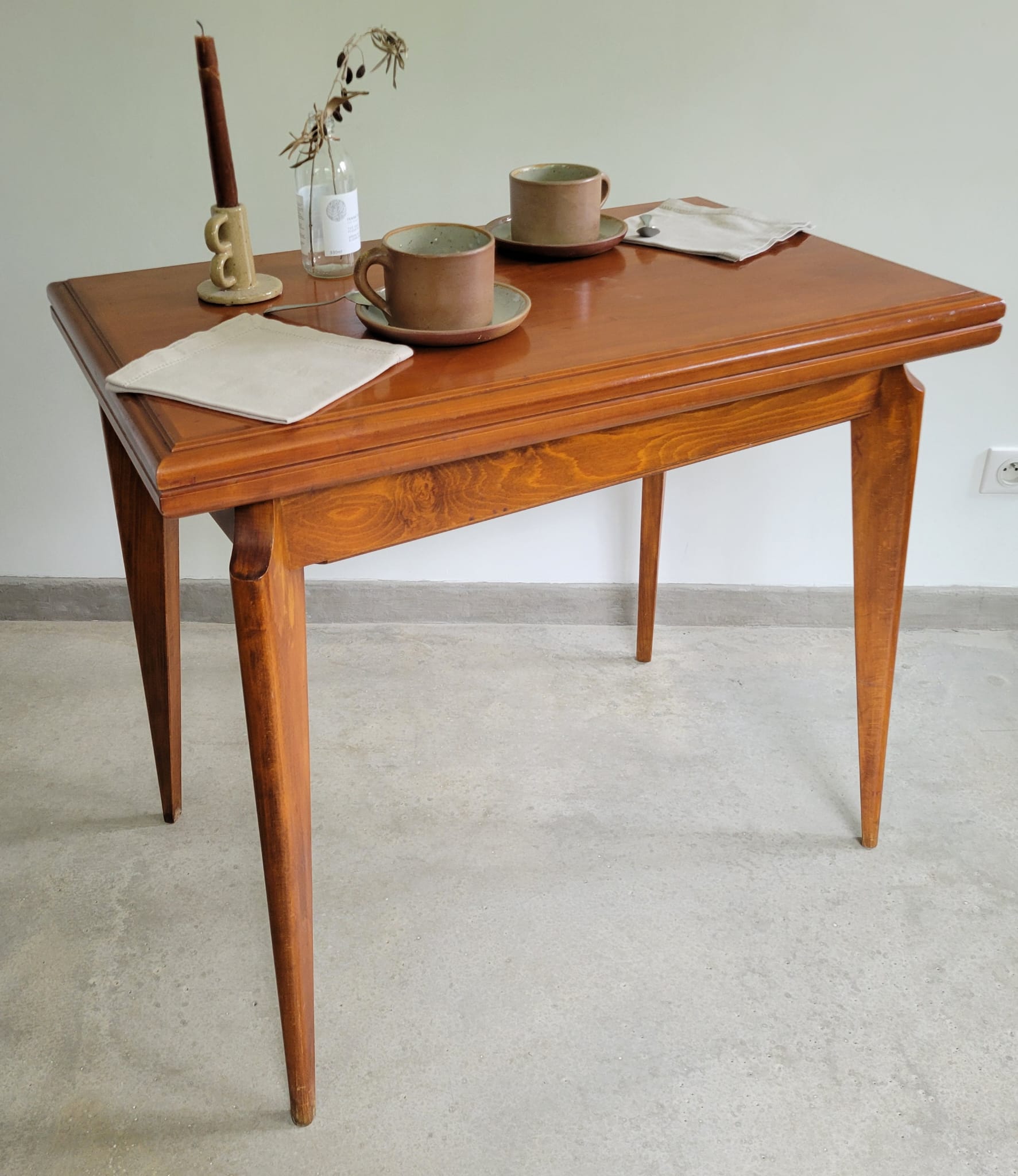 Mid-century Scandinavian compass leg coffee table