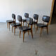 Set of 6 Scandinavian design chairs in solid beech and black Skai.