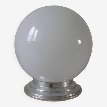 Old ceiling light globe ball sphere light in opaline aluminum support 22 cm