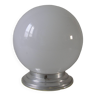 Ancien plafonnier luminaire globe boule sphère en opaline support en alu 22 cm