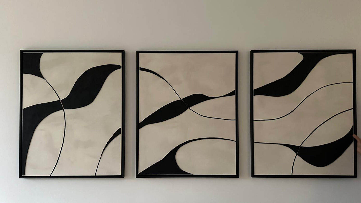 Tableaux triptyque design noir, beige lin