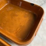 Pair of rectangular enamelled sandstone dishes