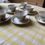 Set of 6 Digoin flower cups and saucers