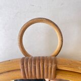 vintage round rattan mirror