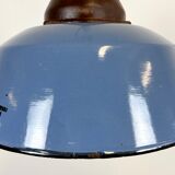 Industrial Blue Enamel and Cast Iron Pendant Light, 1960s