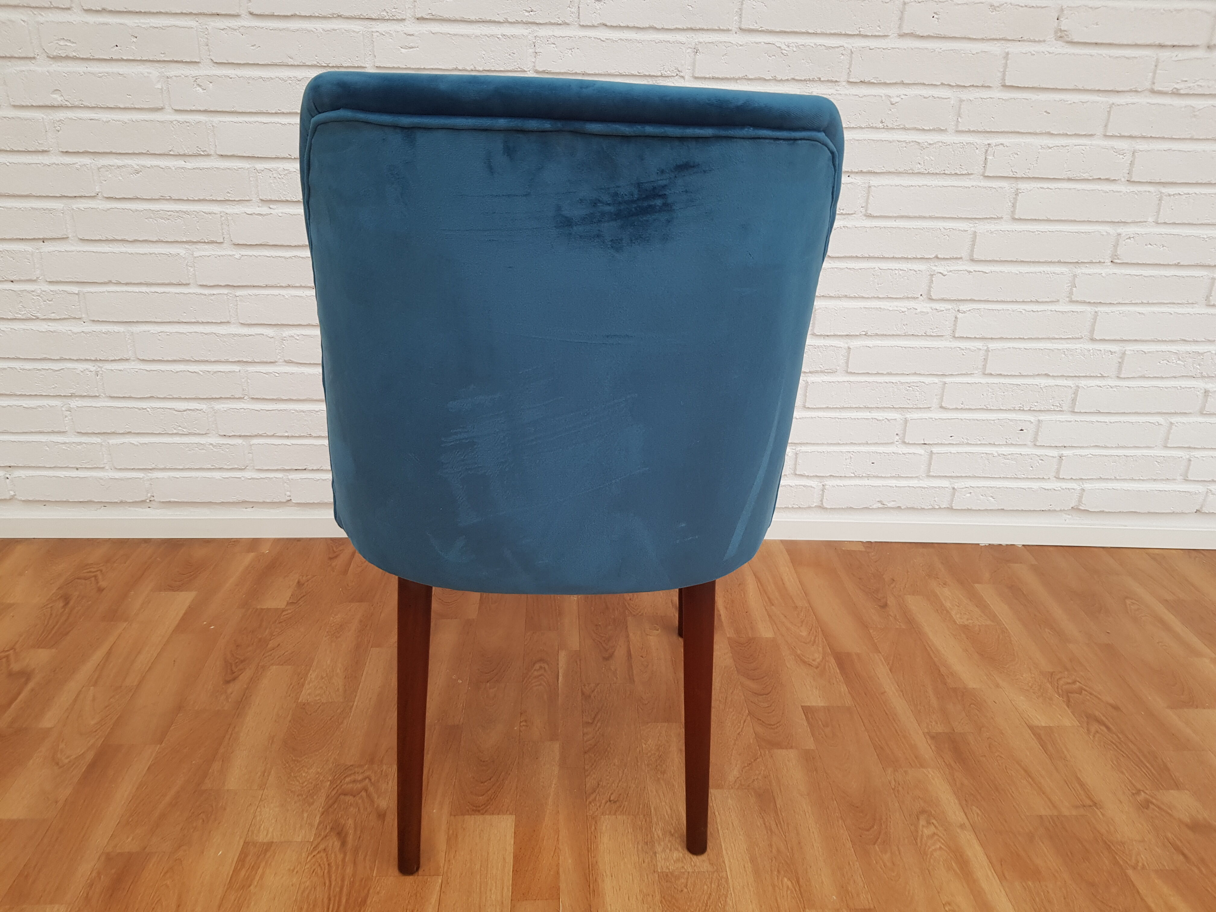 Armchair in velvet with stained beech legs, 60s