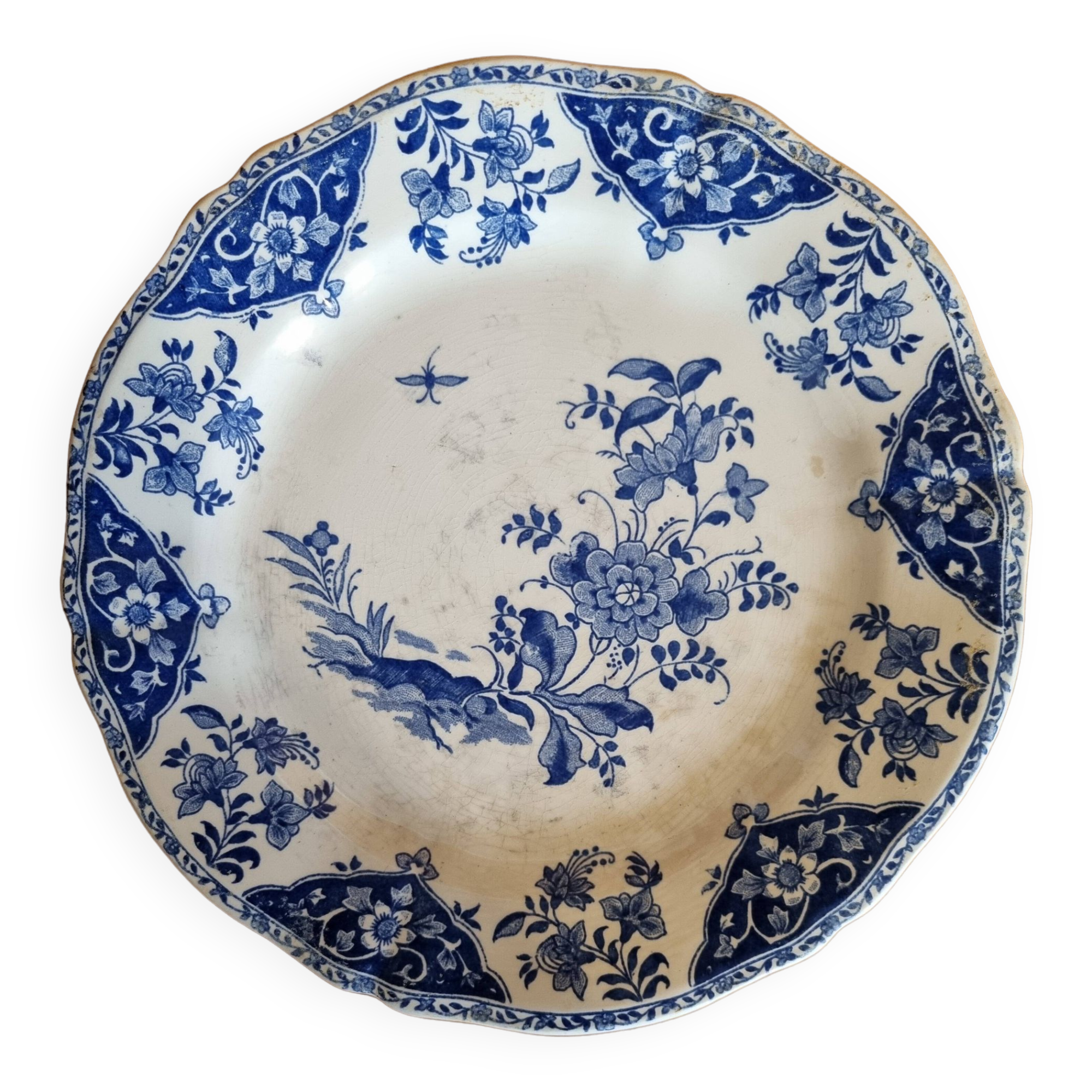 Old Gien earthenware plate Delft pattern