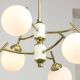 Mid-century Italian Brass and Opaline Chandelier, 50s