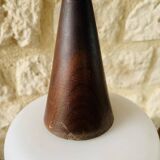 Scandinavian Pendant Lamp in Teak and Opaline, Circa 60´s