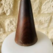 Scandinavian Pendant Lamp in Teak and Opaline, Circa 60´s
