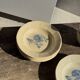 Set of 12 beige, pink, and blue deep plates from Digoin Sarreguemines, vintage.