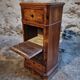 French antique bedside table in oak with walnut burl veneer, circa 1900.