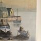 Oil on canvas - Marine, fishing port in a village signed Billings