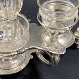 19th century Louis XV style condiment holder, silver or silver-plated metal frame