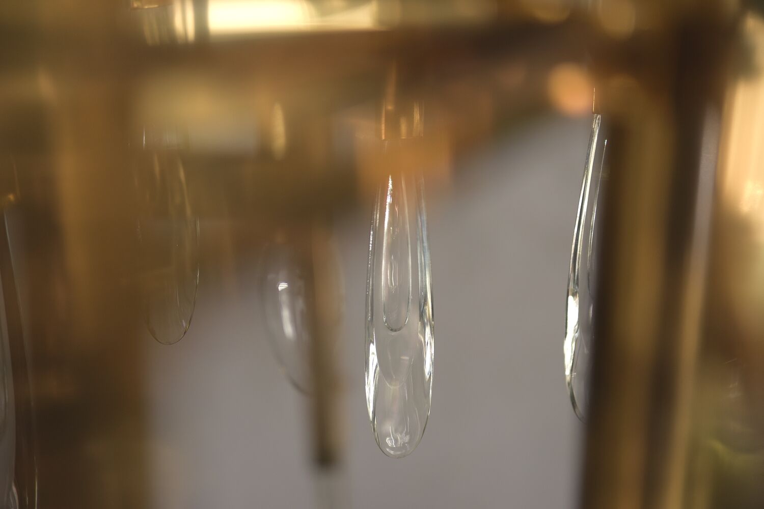 Italian brass chandelier with glass icicles from Sciolari, 1970