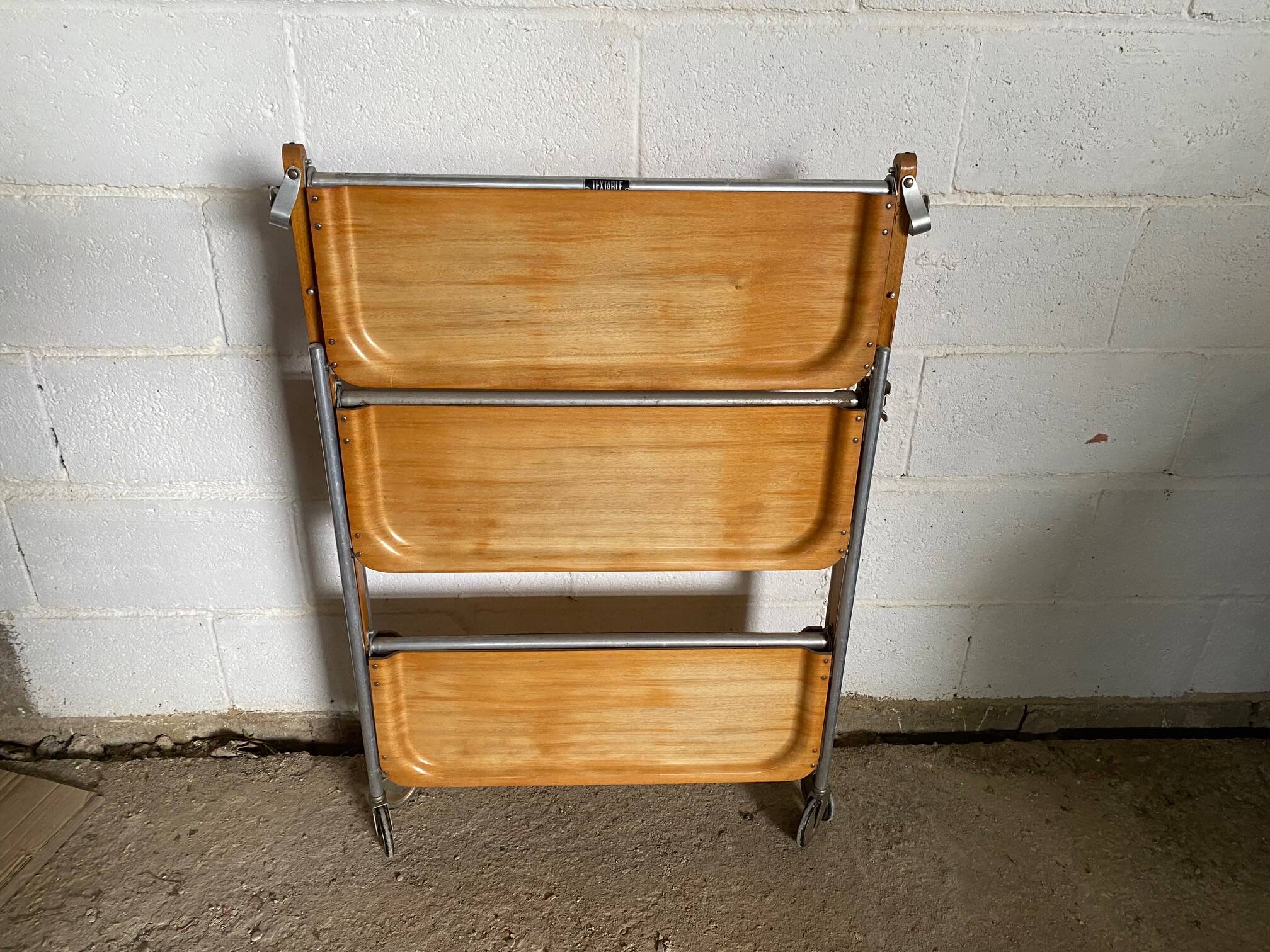 Vintage 1960s folding bar trolley on wheels