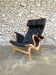 Pernilla armchair new black leather by Bruno Mathsson, Dux, Sweden 1970