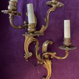 Paire appliques bronze doré, 1950