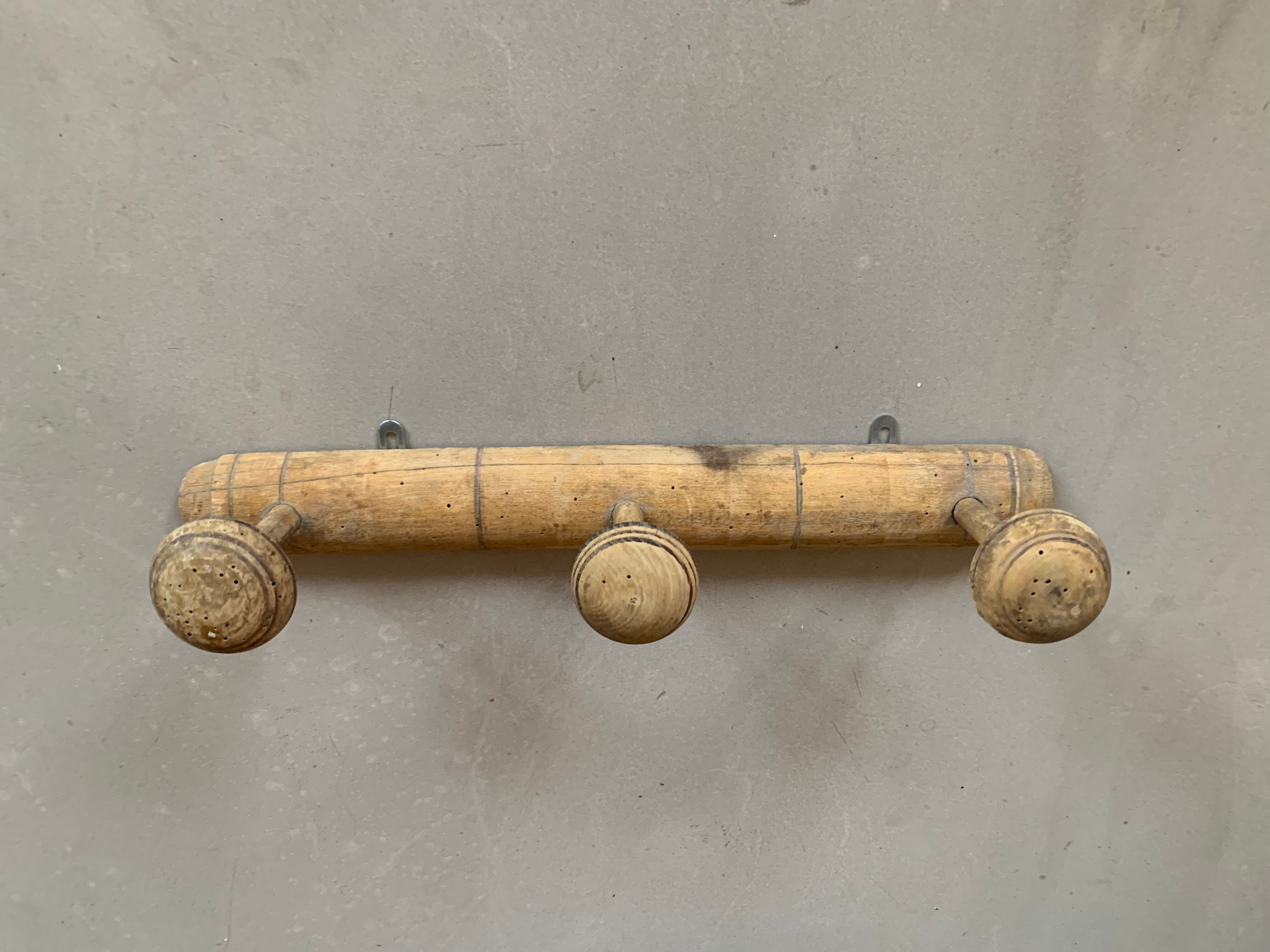 Antique wooden wall coat rack