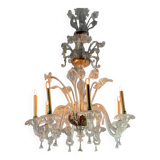 Lustre en verre de murano incolore 8 bras de lumière vers 1890