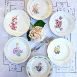 Assiettes plates anciennes dépareillées en faïence