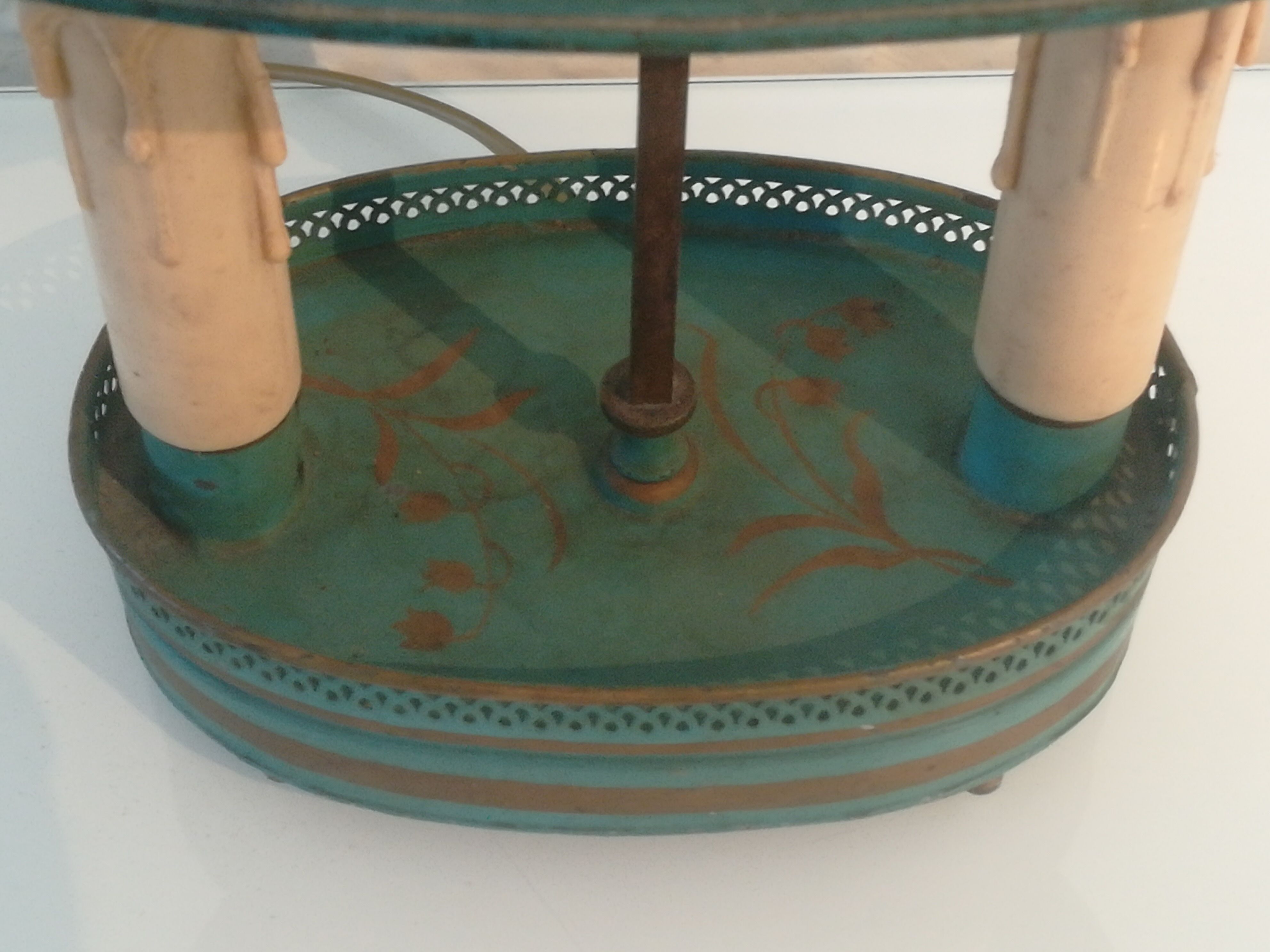 Painted metal hot water bottle lamp