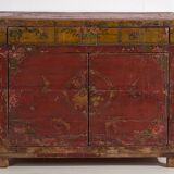 Ancienne armoire rouge à deux portes (c.1900) #16