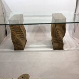 Mehitabel McGuire Twisted Pedestal Bamboo Dining Table MidCentury Boho 1970