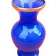 1960s Baluster vase on pedestal Blue opaline Neck with gilding