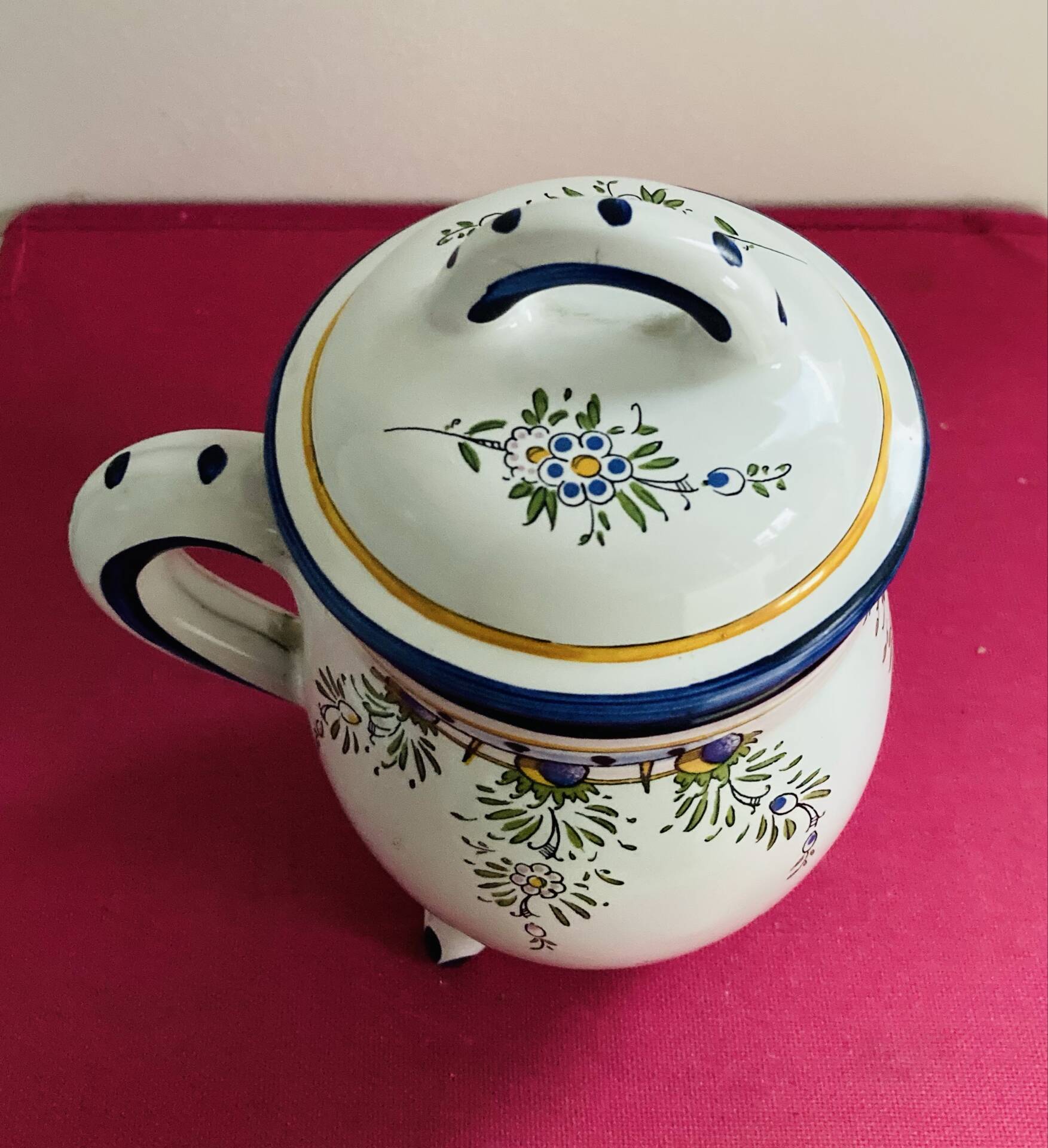 Covered pot from the 19th century by the Art pottery of Angoulême Le Renoleau.