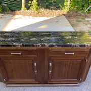 Vintage Parisian art deco sideboard in solid wood and black marble 180cm