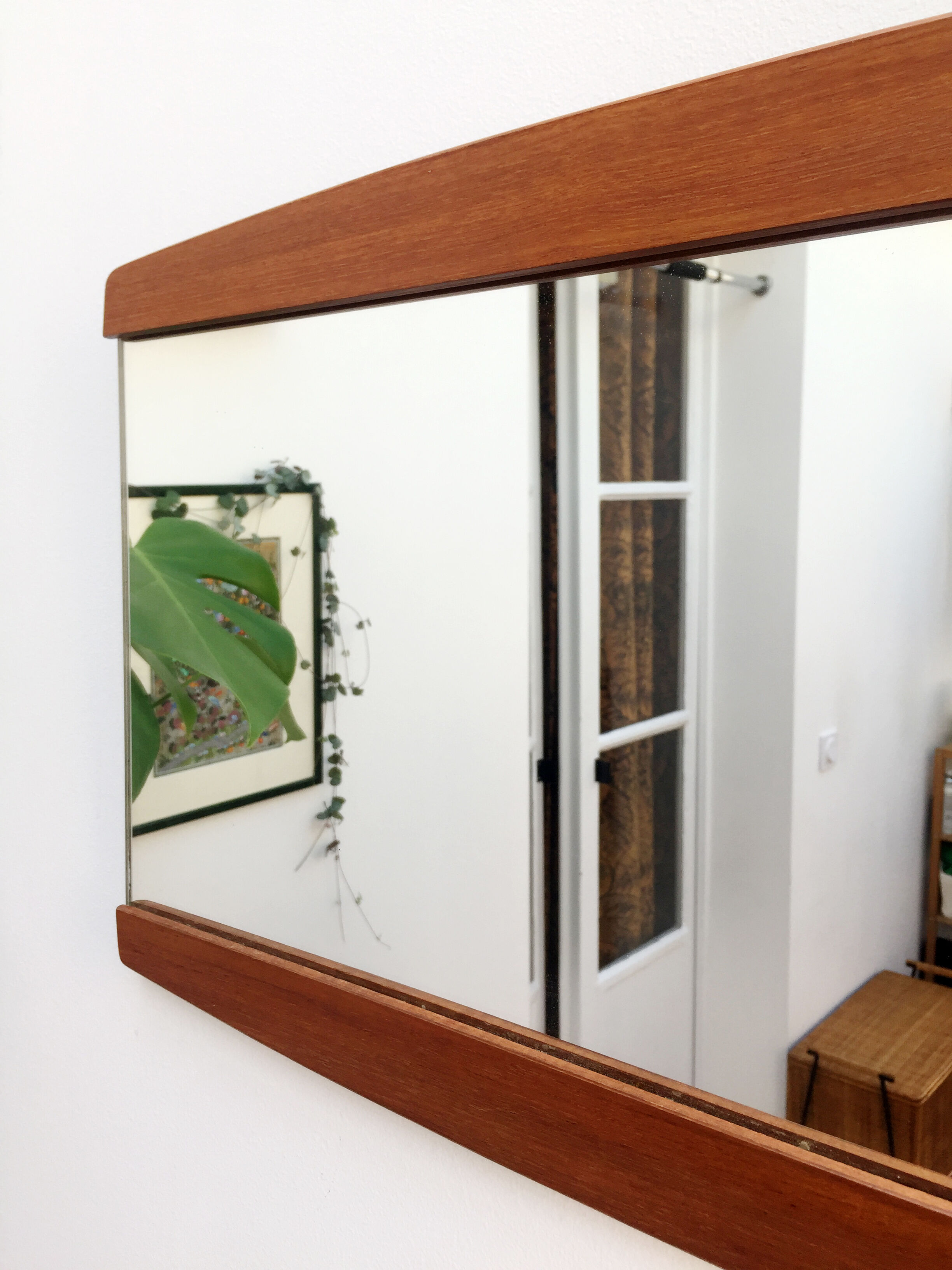 Scandinavian teak mirror 35x79cm