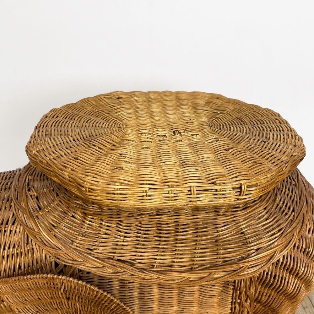 Elephant woven wicker side table 70s