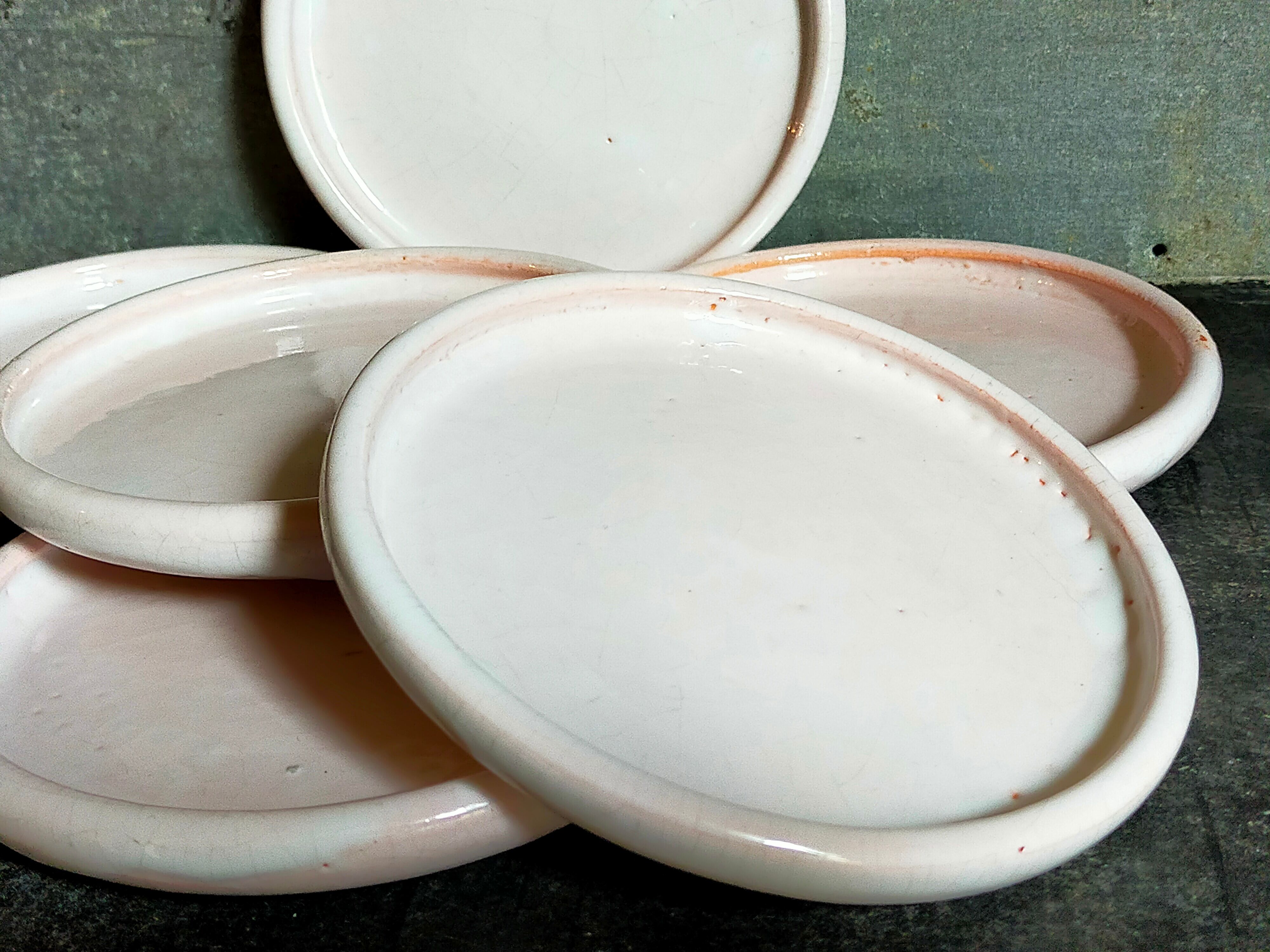 Six antique enamelled earth cut-cups