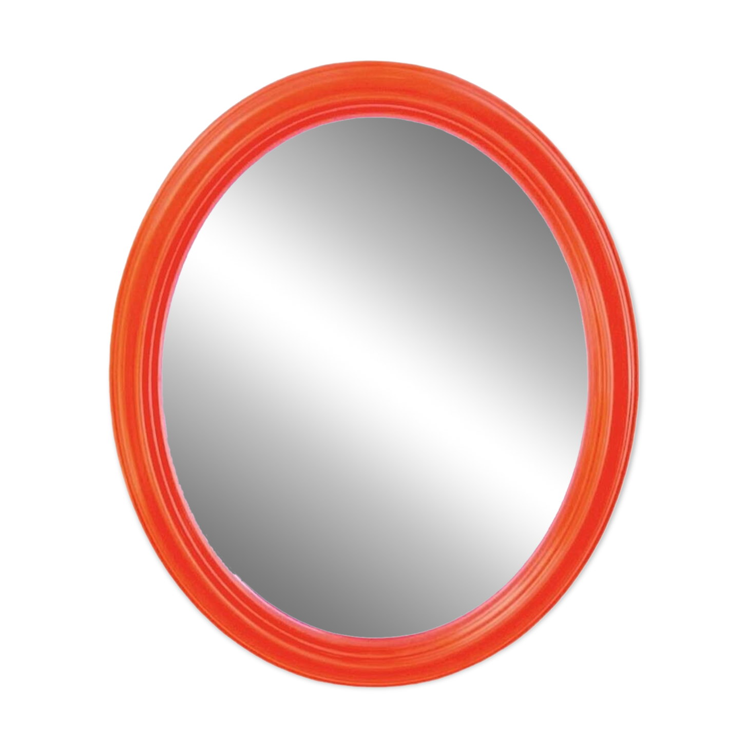 Vintage orange plastic oval wall mirror