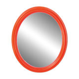 Vintage orange plastic oval wall mirror