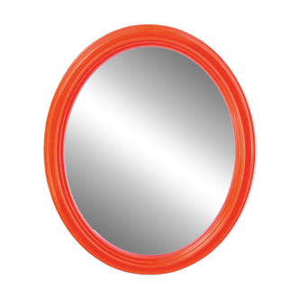 Vintage orange plastic oval wall mirror