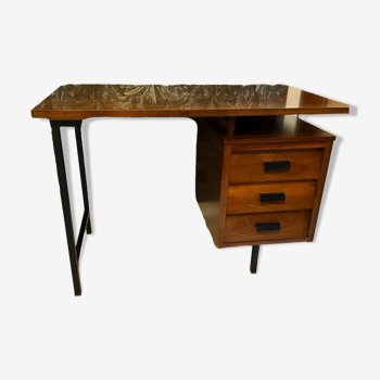 Bureau Pierre Paulin CM 172 en chêne et métal années 50