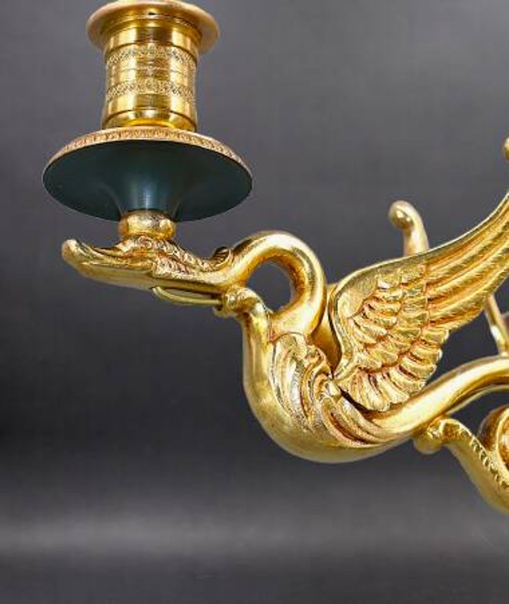 Flamboyant Pair of Candelabra/Chandeliers Solid Bronze Empire Style