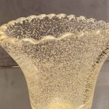 Crystal vase with subtly tinted bubble decoration signed Daum