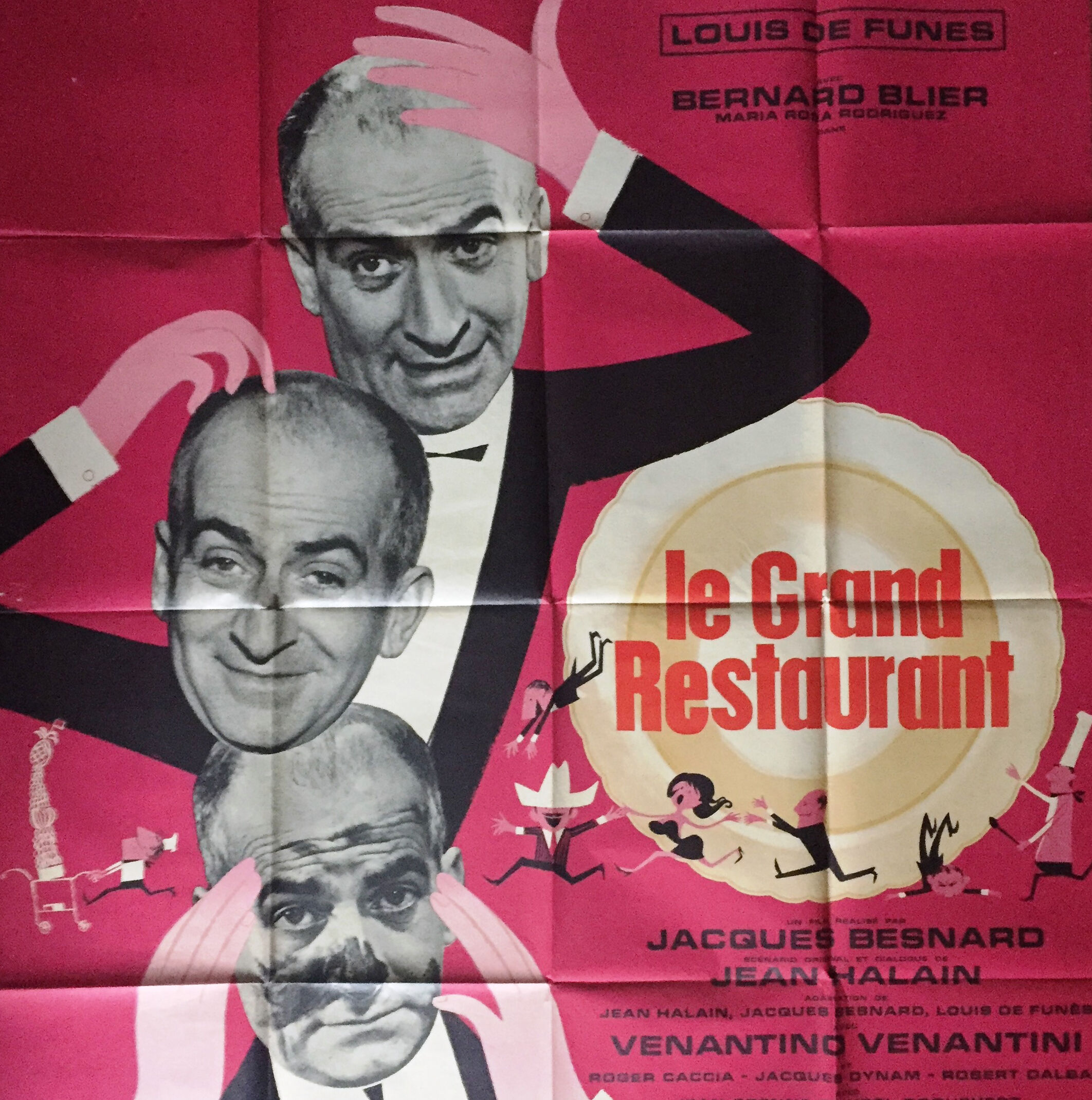 Cinema poster "The Grand Restaurant" Louis De Funes 120x160cm 1966